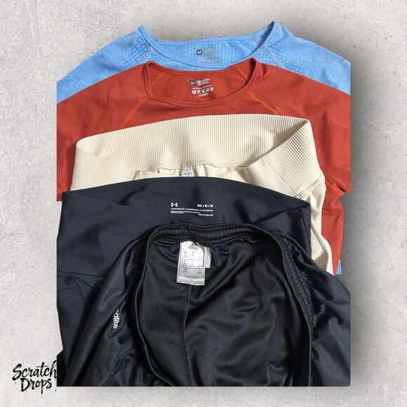 Women Activewear Bundle Size Med 5 Piece Set Gym Yoga Workout Pants Tops Shorts - Picture 3 of 5